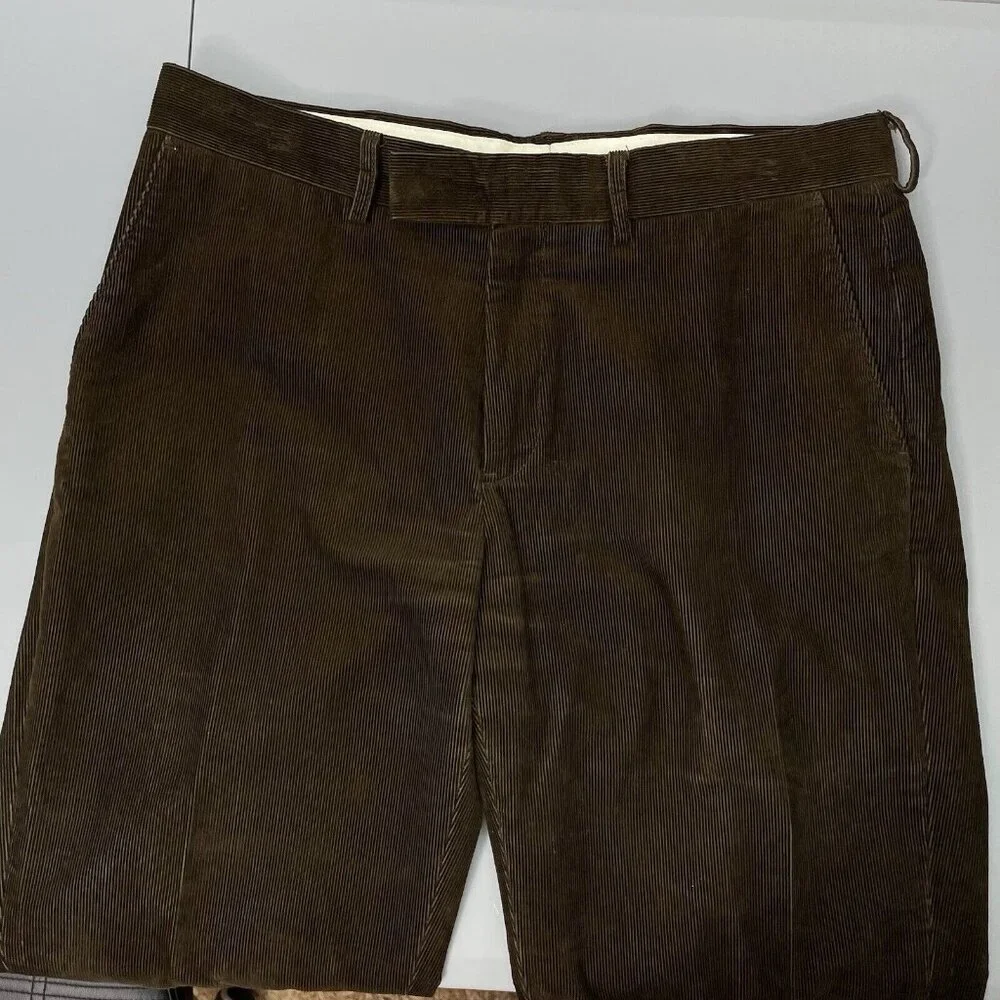 Vintage Polo Ralph Lauren Preston Corduroy Pants Wide Leg Preppy Brown Men 36x27